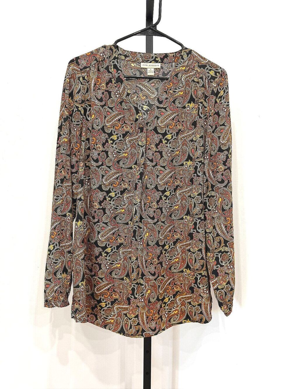 Appleseed's Women's Long Sleeve Paisley Print Blouse Size L